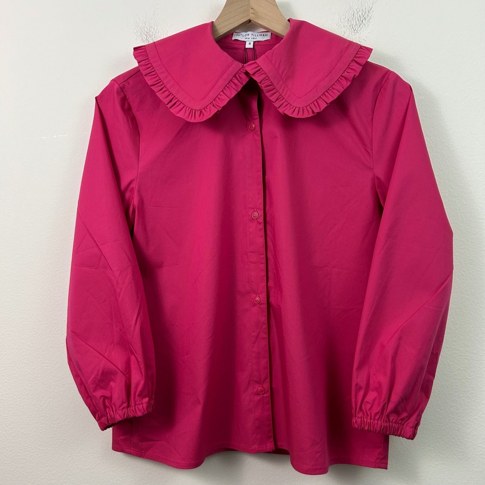 NWT‎ Taylor Tillman Oversized Ruffle Collar Shirt Size S (Sample)